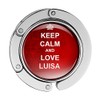 Taschenhalter Keep Calm Personalisiert mit Namen Luisa printplanet Chrom