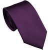 ZENXUS Regular Tie and Pocket Square Set, Solid Eggplant Purple