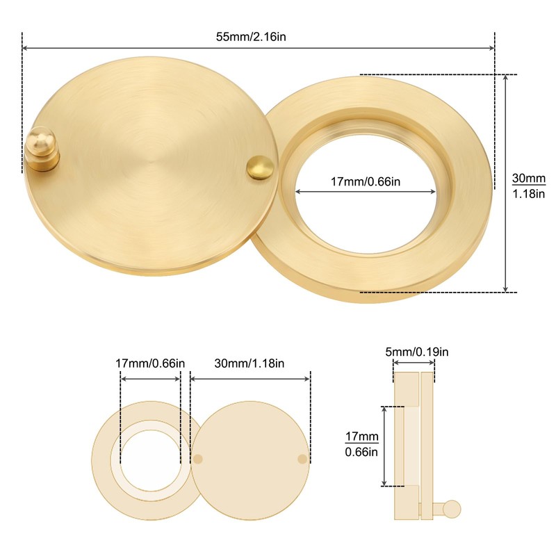 HOJLKLD Peephole Cover, Solid Brass Privacy Door Viewer Cover with