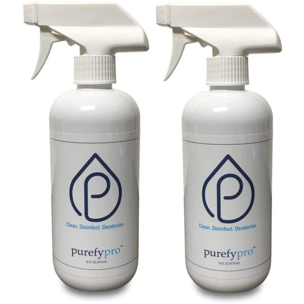 Purefypro Disinfectant Spray - (16oz, 2 Pack) Eliminate 99.9999% Viruses and Drug Resistant Germs. Hospital Grade. Unscented. No Residue. Suitable for All Surfaces