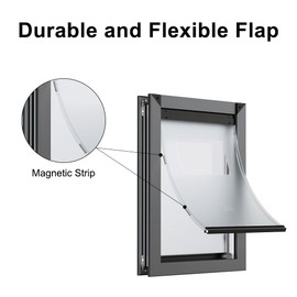 Aluminum Dog Door, Large Dog Door for Exterior Door, Doggy Door with Double Magnetic Flaps, Two Sliding Lock Panels Included, Pet Door for Dogs up to 100lbs