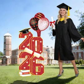 42 Inch Large 2026 Graduation Decorations Yard Signs, Congrats Grad Lawn Decor Class of 2026 Grad Yard Signs with Stakes for Outdoor Indoor High School & College Graduation Party Decorations Supplies