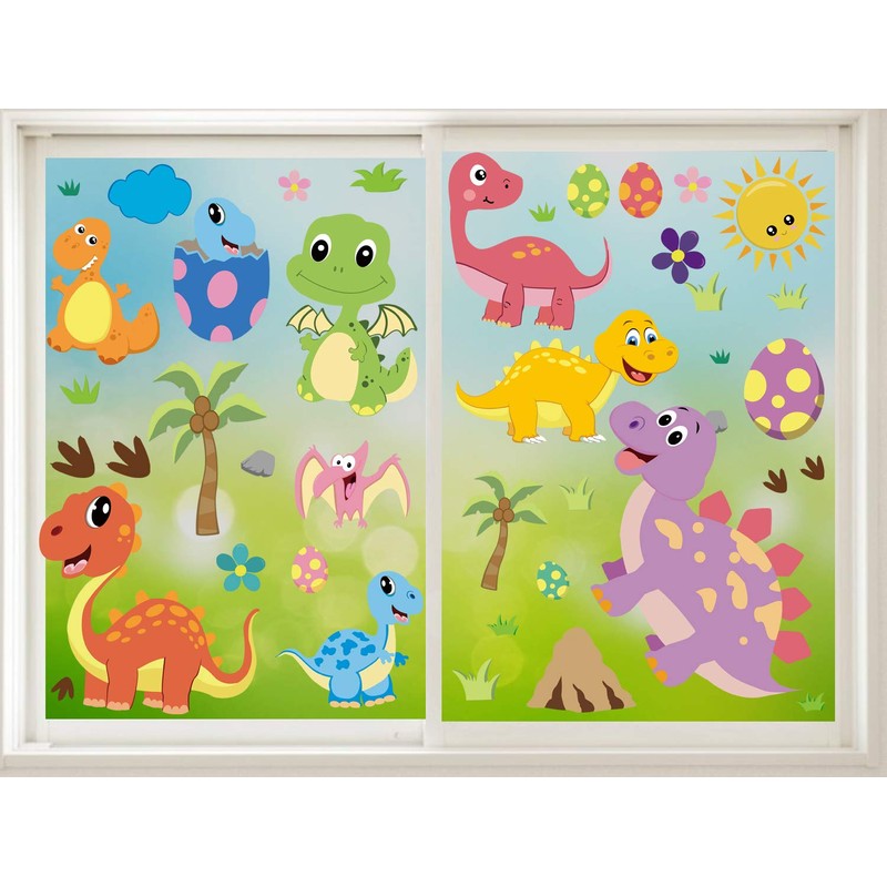 CCINEE 85 PCS Dinosaur Window Cling Decals for Kids,Assorted Cute