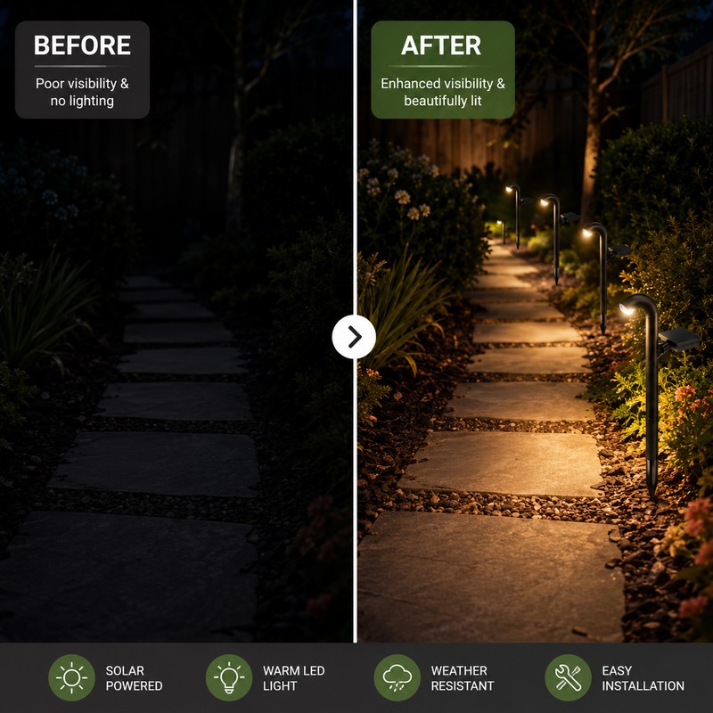 Solar Pathway Lights for Outdoor Landscaping – Waterproof LED Garden