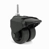 3" Tall Dual Wheel Composite Plastic Caster with Brake and