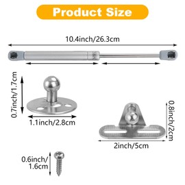 VIDETOL 8 Pcs Gas Struts for Heavy Lid, 150N/15KG Kitchen Cupboard Wardrobe Cabinet Door Soft Close Gas Spring Strut, Heavy Duty Gas Struts with Screws for Cupboard Doors Toy Gas Box Cover
