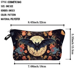 Livel lhood Floral Bat Makeup Bag Cute Small Organizer Zipper Pouch Floral Bat Cosmetic Bag Birthday Present for Women Friends