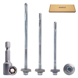 SKIR'CO (Pack of 20) Self Drilling 5.5 x 200mm Zinc Plated Screws with EPDM Washers for Sandwich Panels, Hex Head