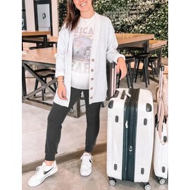 Peauty Maternity Pants for Women Gray Sweatpants Joggers Pregnancy Clothes Lounge Yoga Petite High Waist (Dark Heather Gray S)