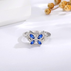 925 Sterling Silver Butterfly Cremation Ring for Ashes Memorial Urn Rings Keepsake Jewelry for Ashes Sympathy Gift for Women (Blue, 8)