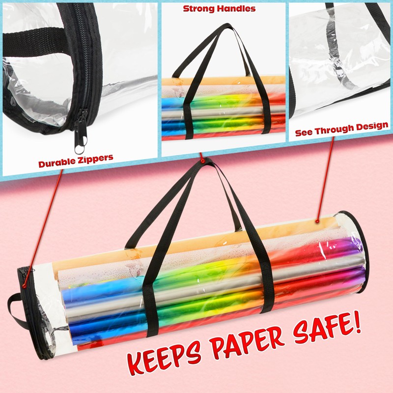 DECO EXPRESS Christmas Wrapping Paper Storage Bag Zipped Gift Wrap