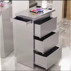 미용실 스탠 트레이 츄레이 이동식 가위 정리대 거치대 [쓰리서랍 실버] Salon Stand Tray Churei Mobile Scissors Organizer [Three Drawer Silver]