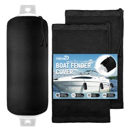 YimSting Boat Fender Covers, 2 Pack 10" x 26" Boat Bumper Covers for Center Rope Tube Style Fenders, Several Size Options Available Marine Fender Covers, Black (Boat Fender Not Included)