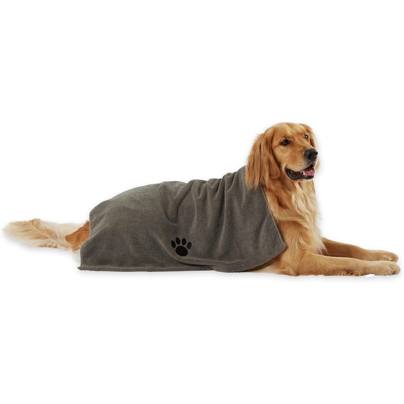 DII Bone Dry Microfiber Pet Bath Towel with Embroidered Paw