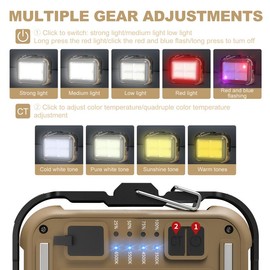 Solar Magnetic Work Light, High Lumens Portable Power Worklight with 14 Modes, Mini 3600mAh Battary Rechargeable Camping Light,Outdoor Job Site Lighting for Emergency, Repair, Underhood