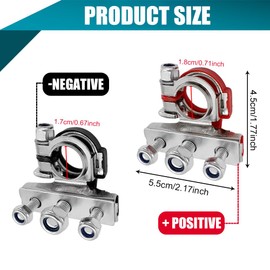 deemars 2PCS Battery Terminal Connectors, Battery Cable Terminals, Universal 12V Post Wire Clamp Connector, Car 3 Way Positive and Negative Poles Top Post Cable Clamp Ends for Most Vehicles