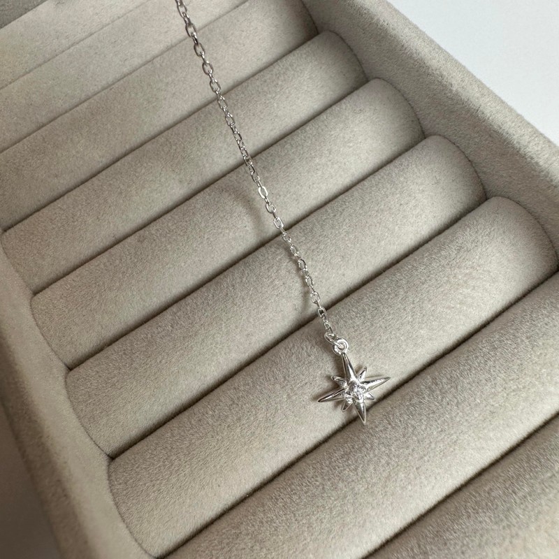 Sterling Silver Star Wreath Clear CZ Crystal Dangle Pull Through