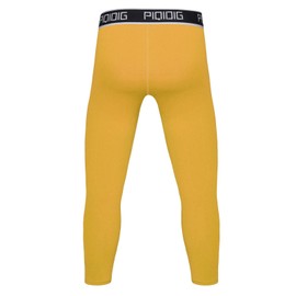 PIQIDIG Youth Boys Compression Pants 3/4 Basketball Tights Sports Capris Leggings (Yellow, Small)