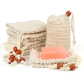 Organic Soap Bags, Drawstring Massage Soap Bag, Sisal Soap Bag, for Solid Shampoo, Solid Soap, Natural Soap Bag, Mesh Soap Bag, Pack of 10