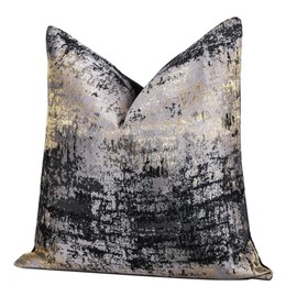 Duzziyyaa Cushion Covers 50 x 50 cm - Gold Black Splash Cushion Covers- Luxury Decorative Square Throw Pillow Cases for Sofa Couch Bedroom Invisible Zipper 20x20 Inches (black and gold, 50cm)