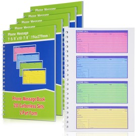 Humyoun 5 Pcs Spiral Bound Phone Message Book with Carbon Copy 7.65 x 11 Inches Colorful Carbonless Telephone Message Pads Duplicate Spiral Phone Call Log Book for Business Office (Green)