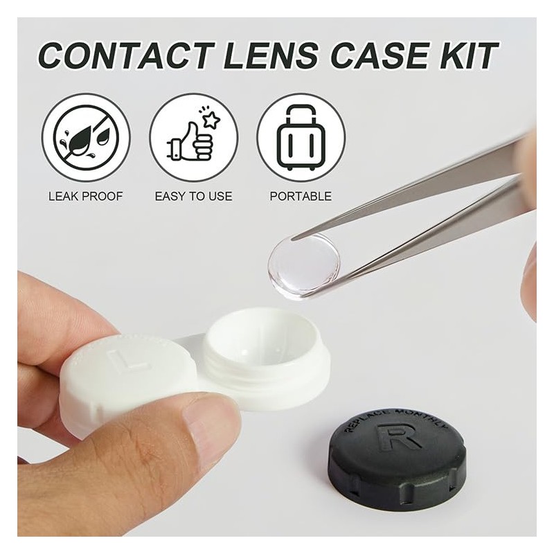KyltoSynth Contact Lens Case, Black and White Contacts Case，2 Pcs,