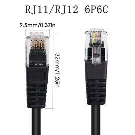 QIANRENON RJ11/RJ12 6P6C Panel Mount Waterproof Connector CAT3 RJ12 Male to Female Outdoor Telephone Line Socket,IP67 Waterproof,for Telephone Communication Alarm Voice System,39cm/15.3in