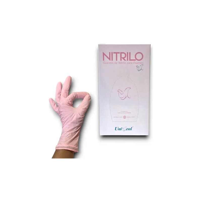 Guantes Nitrilo Uniseal Rosa Claro 200 Resistentes