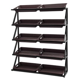 Market Retail Display Rack Shelf + 10x Merchandiser Fruit Vegetable Snack Basket