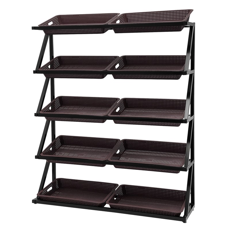 Market Retail Display Rack Shelf + 10x Merchandiser Fruit Vegetable