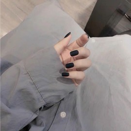 XUZOO Simple Nail Tips, 24 Nailtips, Short and Long, Cute, Stylish, Popular, Solid, Simple, Nail Sticker, Nail Tool, Double Sided Tape Included (Black)