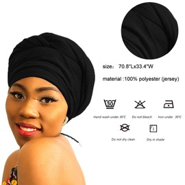LMVERNA Head Wraps For Black women stretch head scarf hijab Scarves Cotton Fashion Long Plain Muslim Head Wraps For Women Shawls (Black)