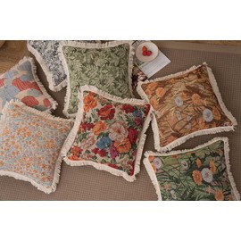 vctops Fall Decorative Throw Pillow Covers with Tassels 24x24 Inch Soft Jacquard Pillow Covers for Autumn Harvest Fall Decorations Couch Cushion Case for Chair Sofa Bedroom (Coffee Dandelion,24"x24")