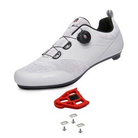 Mens Cycling Shoes Womens Mountain Road Bikes Shoe Compatible with Peloton Bike & Look ARC Delta, Compatible Installation SPD/SPD-L & KEO Cleats Grey 5 UK