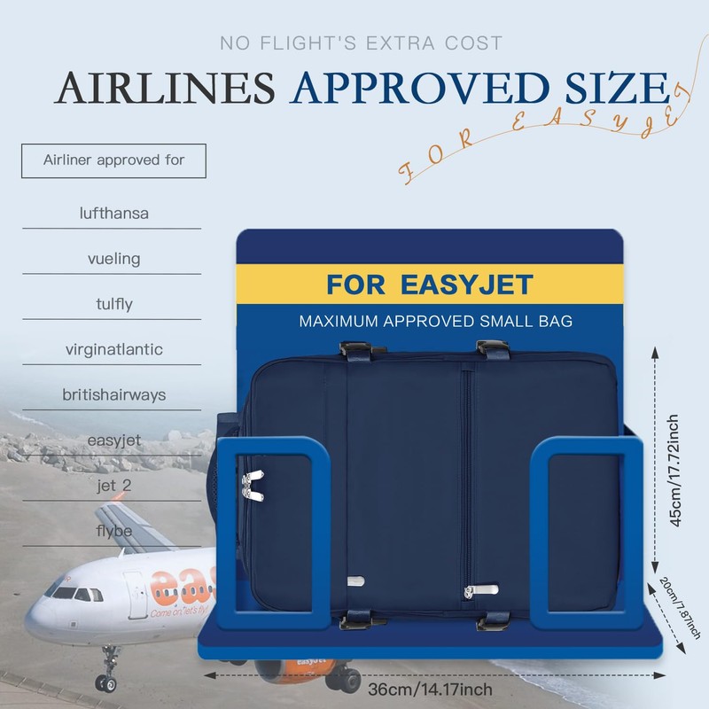 xlodea for Easyjet Cabin Bag 45x36x20 New Easyjet Underseat Cabin