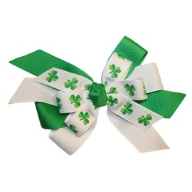 WD2U Girls Layered St Patricks Paddys Day Shamrock Hair Bow French Clip Barrette