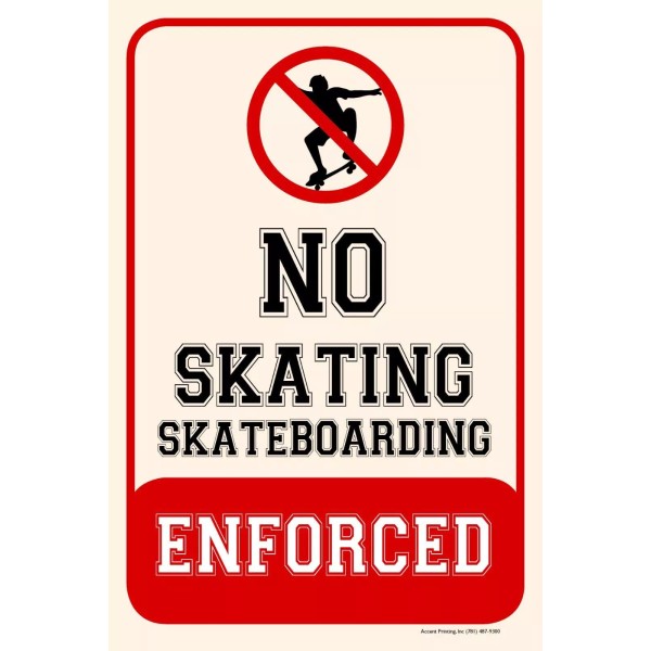 CommerceSigns No Skating Skateboarding Enforced | Single-sided Parking Sign |