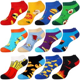Jeasona 10/12 Pairs of Funny Trainer Socks Women's 39-42 Cotton Colourful Socks Women's 39-42 Trainer Socks Women's Colourful Short Socks Women's Casual Unusual Funny, Multicoloured-1202