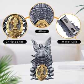 St Saint Christopher Medal Guardian Angel Visor Clip, St Christopher Medal for Car Car Accessories Bless Driving Safety Religious Gift for Driver, Parent, Family, Friend, Go Your Way in Safety.