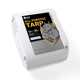 GUARD SHIELD Extreme Heavy Duty White Poly Tarp 12x20 Feet Cover Waterproof Tarps 20mil Thick UV and Tear Resistant Tarpaulin