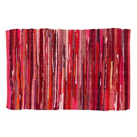 100% Cotton Rag Rug 24x36 - Multicolor Chindi Rug - Hand Woven & Reversible for Living Room Kitchen Entryway Rug - Red