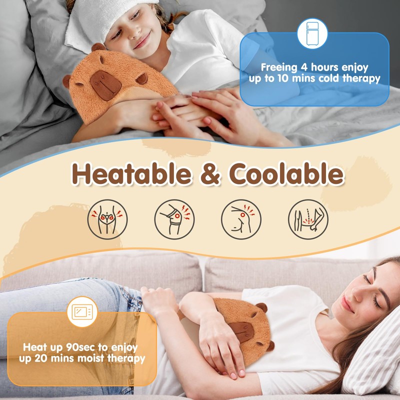 Capybara Microwavable Heating Pad for Belly, Neck & Shoulders, Heated