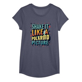 Shake and Bake: Polaroid Picture Retro Nostalgia Fun T-Shirt, Girls, Heather Blue