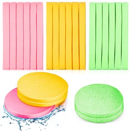 120 esponjas faciales comprimidas para limpiar la cara, esponjas para eliminar el maquillaje, esponjas exfoliantes, esponjas redondas (rosa, amarillo, verde)