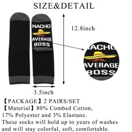BDPWSS Boss Socks Boss Appreciation Gift Nacho Average Boss Socks For Best Boss Ever Gift Leader Gift Boss Retirement Gift (Nacho Boss Socks)