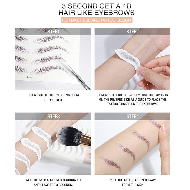 Yesallwas 4D Eyebrow Tattoo Sticker False Eyebrows Long Lasting Waterproof