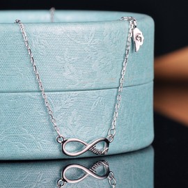 Yumilok Jewelry 925 Sterling Silver Silver/Rose Gold Plated Elegant Infinity Symbol Forever Womens Pendant Necklace Extension