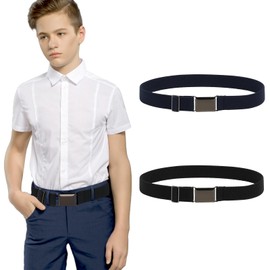 Kajeer 2 Stück Kinder Gürtel Elastische Gürtel für Jungen – Verstellbare Jungengürtel für Schuluniformen Jeans Hosen mit Hängender Schnalle