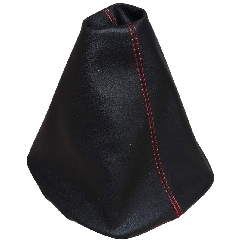AERZETIX: Gear Stick Gaiter Faux Leather Black with Red Stitching