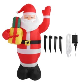 1.5M Long Christmas Inflatable Lighted Santa Blow Up Outdoor Yard Decoration for Holiday Party Garden Lawn Decor 100‑240V US Plug